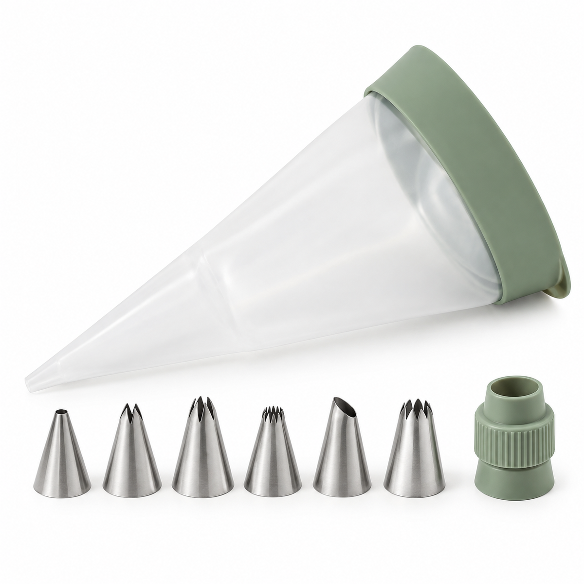 Reusable Piping Bag and 6 Tips Set