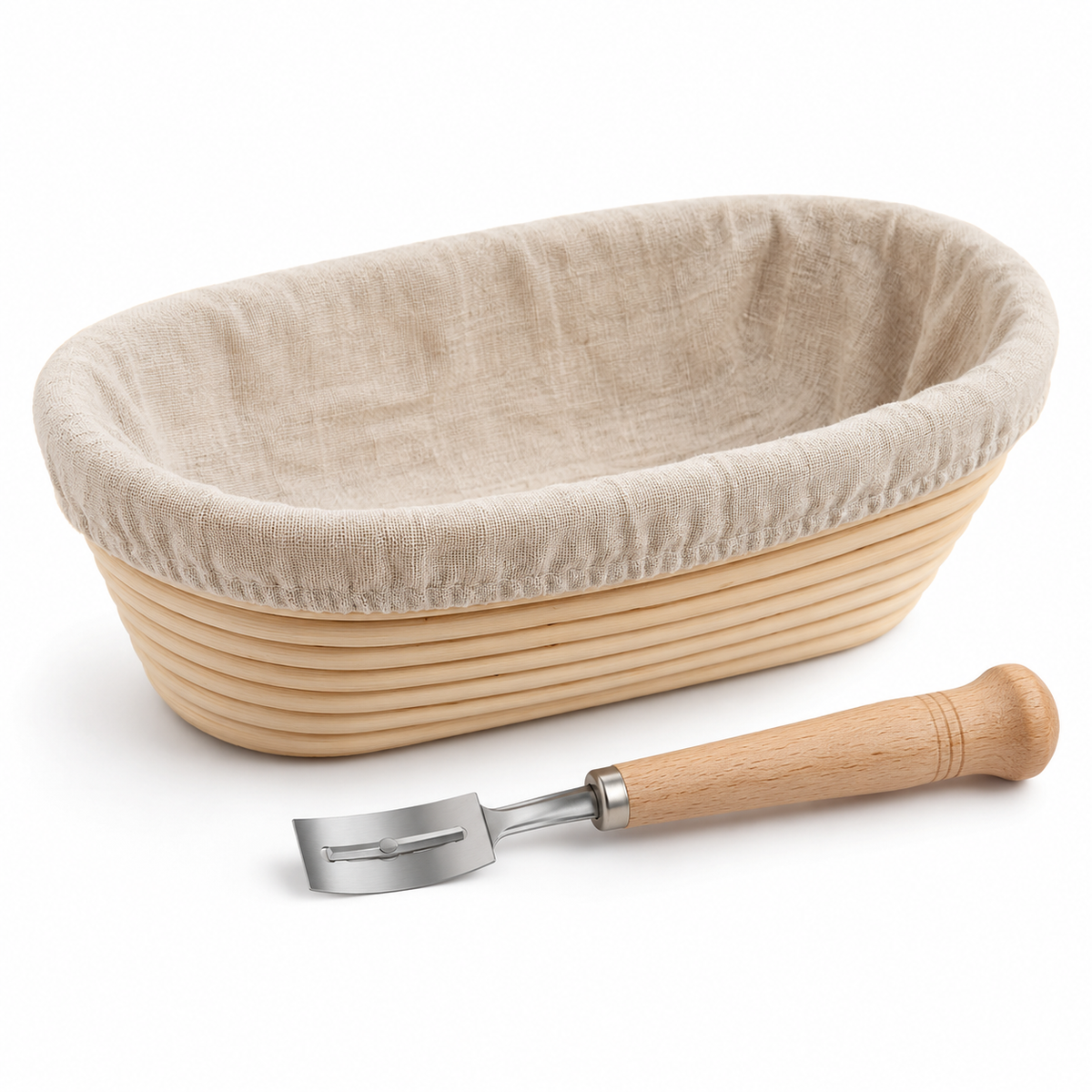 Oval Rattan Bread Proofing Basket Set