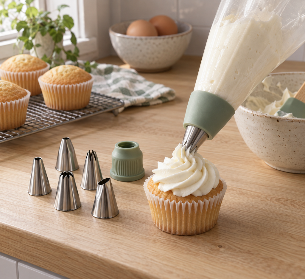Reusable Piping Bag and 6 Tips Set