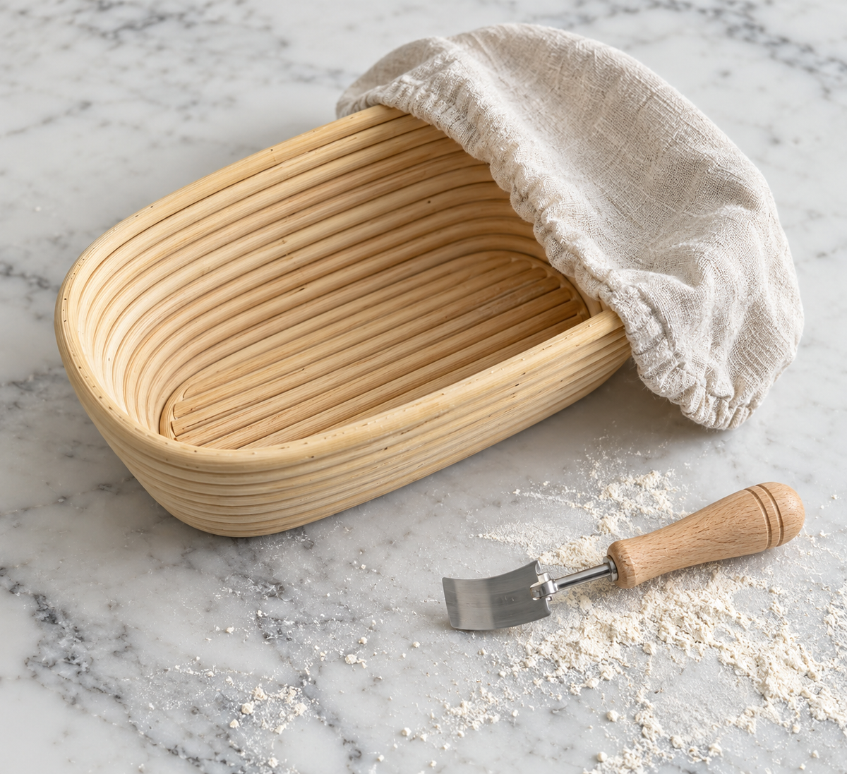 Oval Rattan Bread Proofing Basket Set