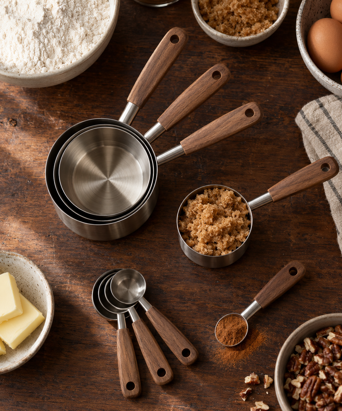 Stainless Steel Measuring Cups and Spoons Set