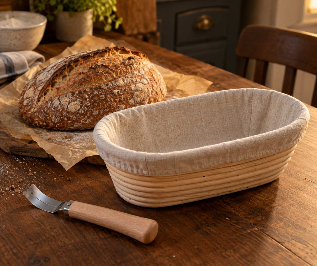 Oval Rattan Bread Proofing Basket Set