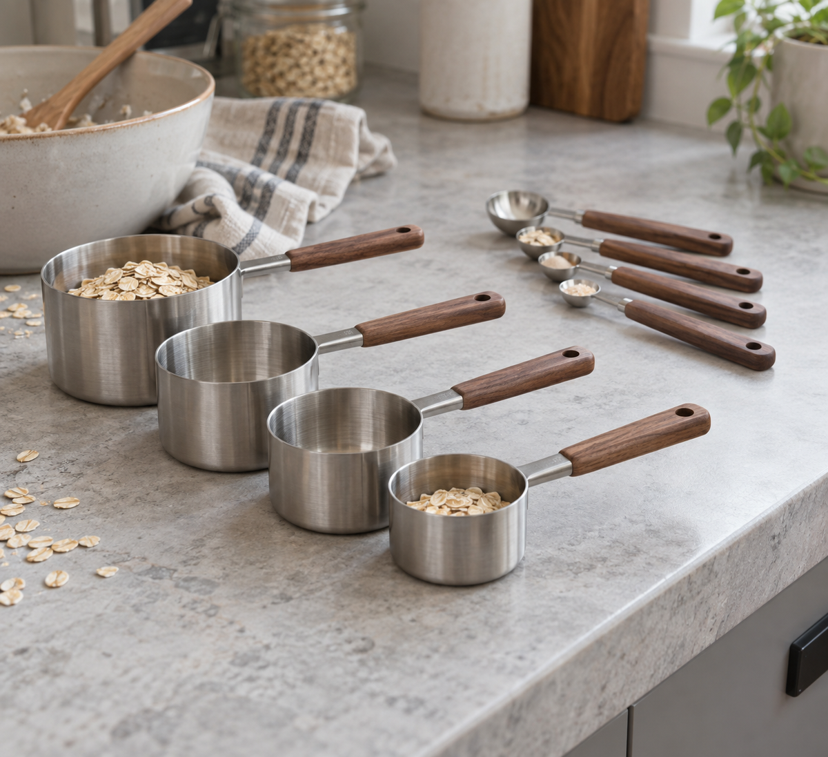 Stainless Steel Measuring Cups and Spoons Set